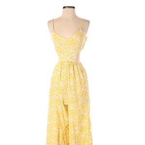 Aerie Yellow Flowy Jumpsuit